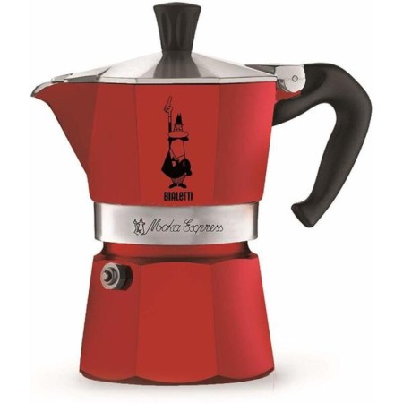 Cafetera Italiana Bialetti Moka Rojo 3 Tazas Metal Aluminio (3 Unidades)