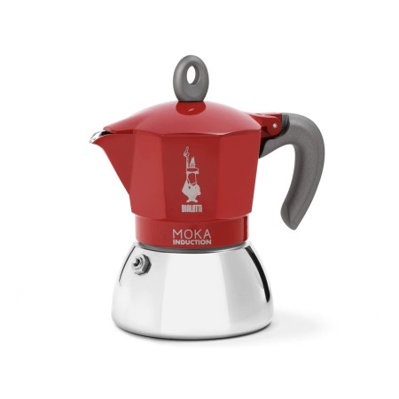 Cafetera Bialetti Moka Rojo 90 ml Metal Acero Inoxidable Aluminio 100 ml 2 Tazas