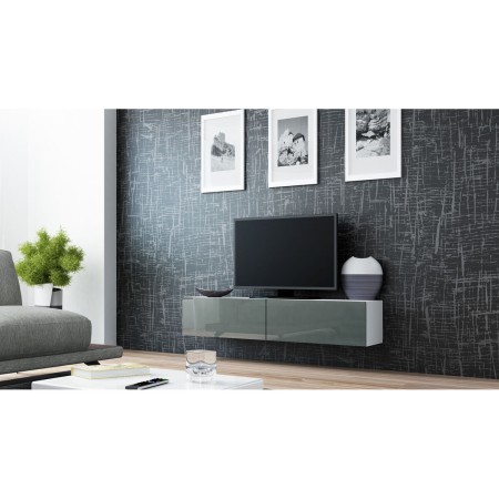 Table de télévision Cama Meble RTV VIGO140 b/s Blanc Gris 140 x 30 x 40 cm