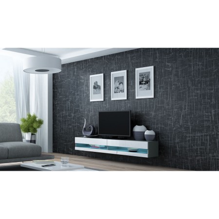 Mueble de TV Cama Meble RTVVIGO180N s/b Blanco Gris 180 x 30 x 40 cm