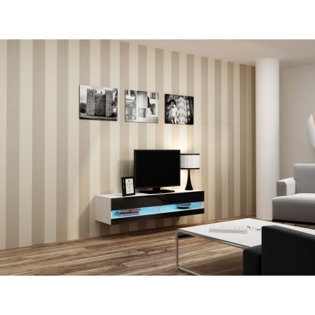 Mueble de TV Cama Meble RTVVIGO140N b/c Blanco Negro 140 x 30 x 40 cm