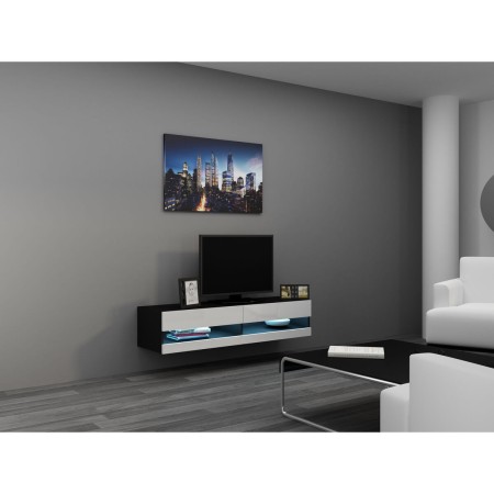 Mueble de TV Cama Meble RTVVIGO140N c/b Blanco Negro 140 x 30 x 40 cm