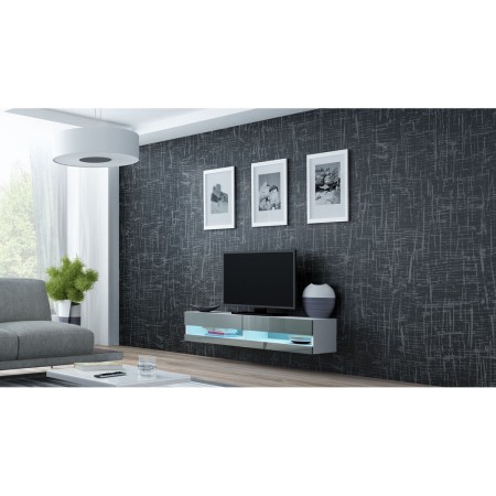 Meubles de télévision Cama Meble RTVVIGO140N B/S Blanc Gris 140 x 30 x 40 cm