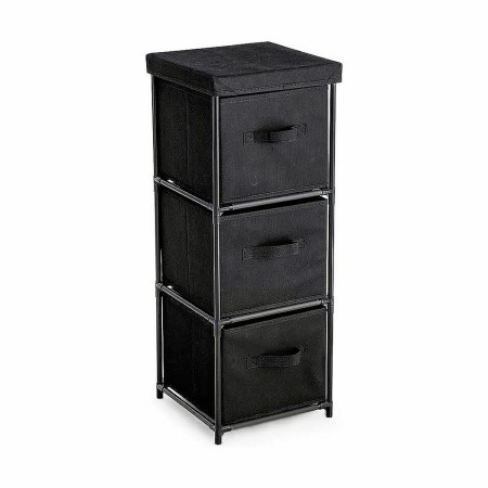 Caisson à Tiroirs Confortime Noir Tissu non tissé 30 x 30 x 84 cm