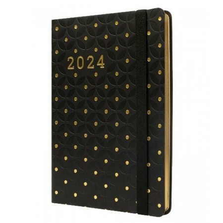 Agenda Finocam Flexy Joy Dotts 2024 Negro Dorado 11,8 x 16,8 cm