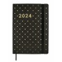 Agenda Finocam Flexy Joy Dotts 2024 Noir Doré A5 14,8 x 21 cm