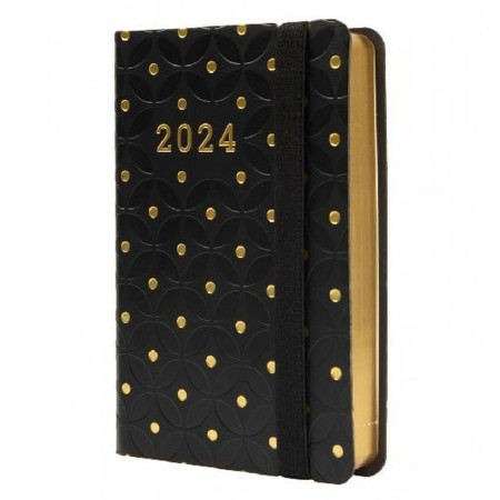 Agenda Finocam Flexy Joy Dotts 2024 Negro Dorado 8,2 x 12,7 cm