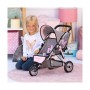 Carrito para Muñecas Reig 39133AA             Gemelar Gris Rosa Ruedas x 3