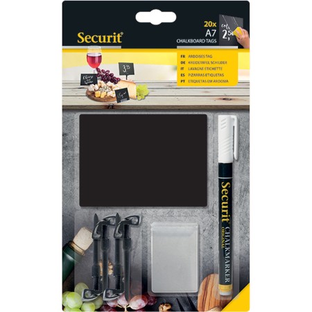 Ardoise Securit Avec support Lot 7,4 × 10,5 cm 20 Unités Noir