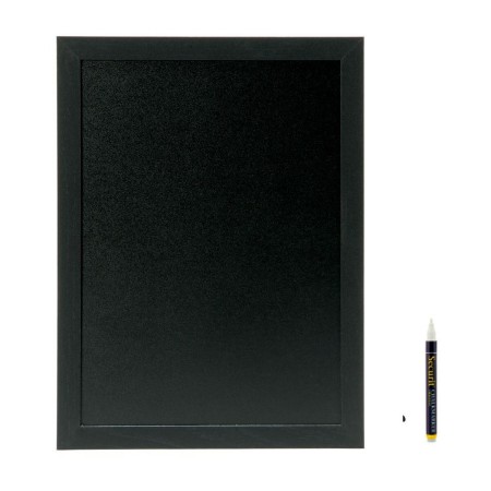 Pizarra Securit Woody Teca De pared Negro 80 x 60 cm