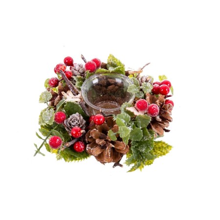 Portavelas Navideño Rojo Multicolor Plástico Foam 16 x 16 x 7 cm