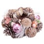 Portavelas Navideño Blanco Rosa Plástico Foam 19 x 19 x 9 cm