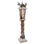 Adorno Navideño Blanco Marrón Natural Madera Farol 19 x 19 x 100 cm