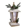 Adorno Navideño Blanco Marrón Natural Madera Farol Navidad 16 x 16 x 42 cm