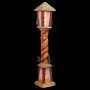 Adorno Navideño Multicolor Dorado Madera Plástico Tejido Farol 18 x 18 x 100 cm