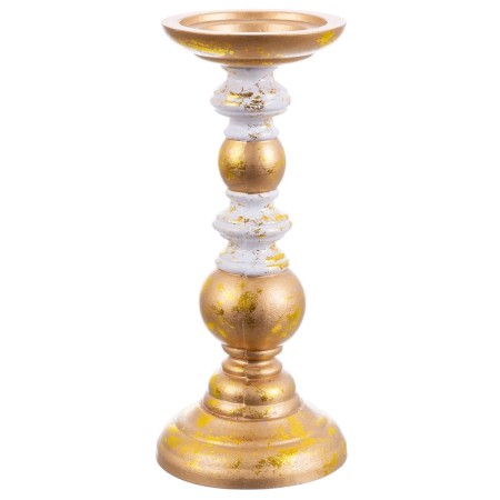 Portavelas Dorado Madera 25 x 11 x 11 cm