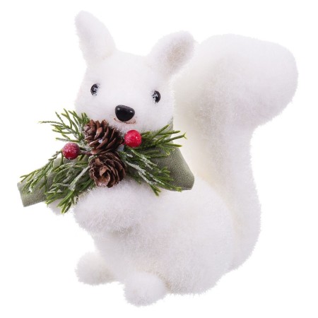 Adorno Navideño Blanco Multicolor Plástico Polyfoam Tejido Ardilla 9 x 16 x 16 cm