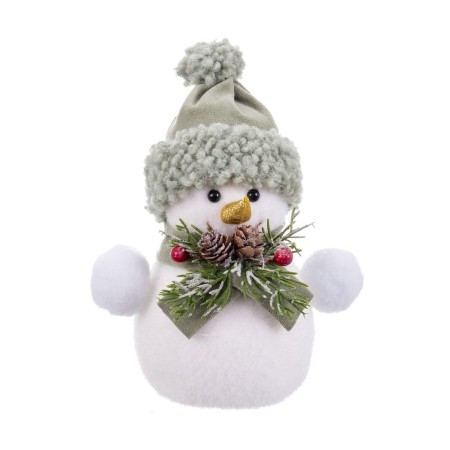 Adorno Navideño Blanco Multicolor Plástico Polyfoam Tejido Muñeco de Nieve 14 x 12 x 20 cm