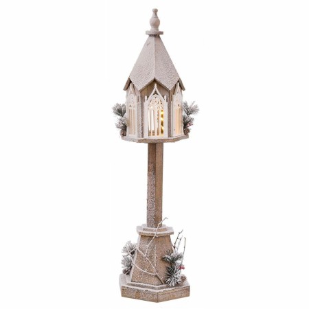 Décorations de Noël Blanc Vert Naturel Bois Plastique Lanterne 28 x 25 x 100 cm