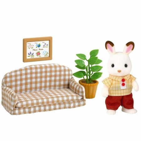 Figura de Acción Sylvanian Families Papa Rabbit Chocolate and Living Room