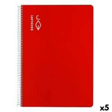 Cahier ESCOLOFI Din A4 50 Volets 8 mm Rouge (5 Unités)