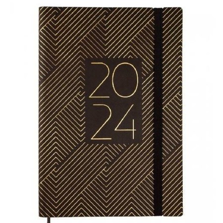 Agenda Finocam Dynamic Casual Trendy 2024 Negro Dorado A5 14 x 20,4 cm