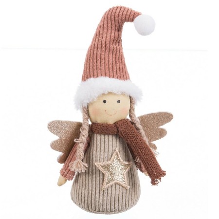 Adorno Navideño Beige Arena Tejido Ángel 20 cm