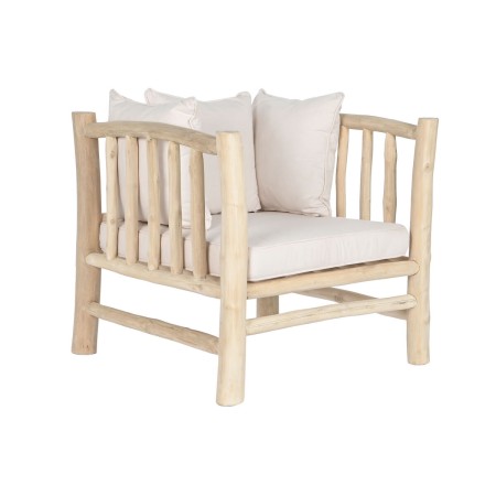 Sillón DKD Home Decor Blanco Natural Teca 80 x 77 x 71 cm