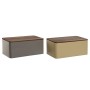 Panera Home ESPRIT Beige Gris Metal Acacia 33 x 18 x 12 cm (2 Unidades)