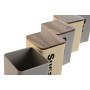 Boîte Home ESPRIT Beige Gris Brun foncé Métal Bambou 10 x 10 x 14,5 cm (6 Unités)