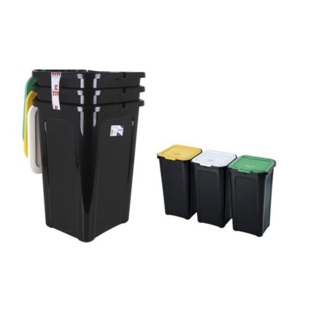 Poubelle recyclage Tontarelli 44 L Noir (38,5 x 34,5 x 54,5 cm) (3 uds)