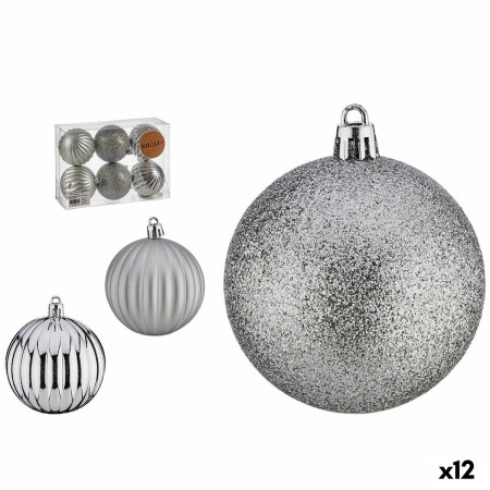 Set de Bolas de Navidad Plateado PVC Ø 7 cm (12 Unidades)