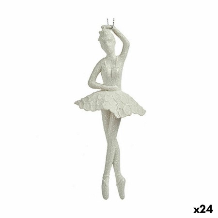 Adorno Navideño Bailarina Blanco Plástico Purpurina 6,7 x 16 x 6,7 cm (24 Unidades)