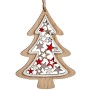 Adorno Navideño Árbol de Navidad Blanco Marrón Rojo Madera 11 x 0,5 x 25 cm (12 Unidades)