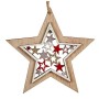 Adorno Navideño Blanco Marrón Rojo Madera 13 x 0,5 x 13 cm (12 Unidades)