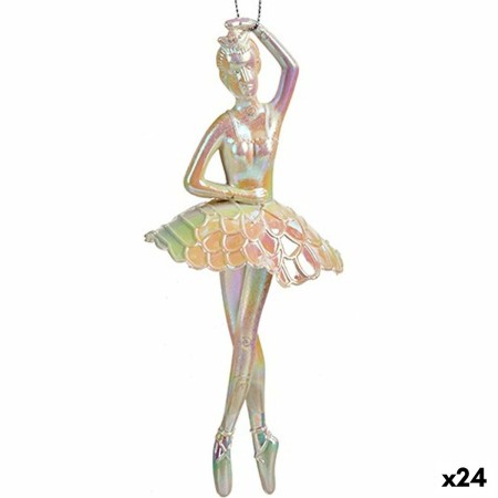 Adorno Navideño Bailarina Nácar Plástico Purpurina 6,7 x 16 x 6,7 cm (24 Unidades)