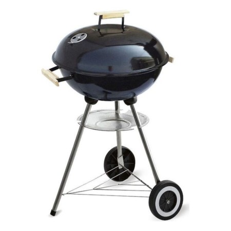 Barbecue à Charbon avec Couvercle et Roulettes Algon Noir (Ø 45 cm) Acier émaillé