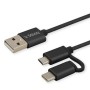 Cable USB a Micro USB y USB C Savio CL-128 Negro 1 m