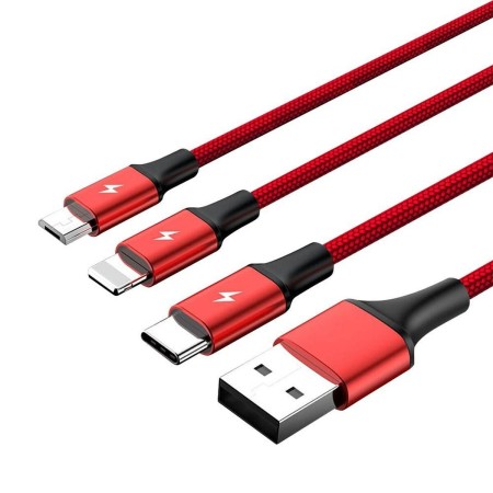 Cable USB a Micro USB, USB-C y Lightning Unitek C4049RD Rojo 1,2 m