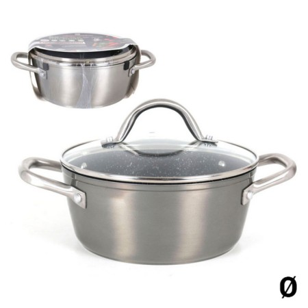 Casserole avec Couvercle en Verre Quttin Aluminium forgé Gris