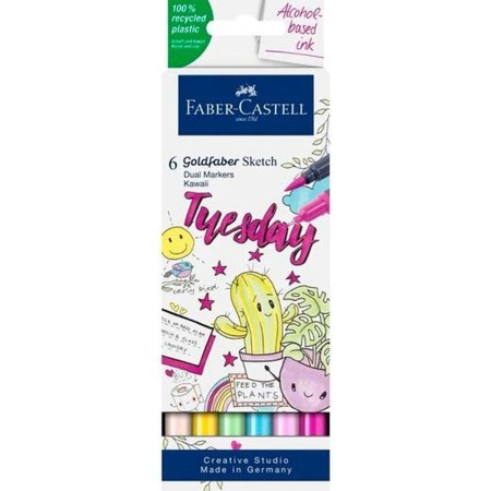 Ensemble de Marqueurs Faber-Castell Goldfaber Sketch - Kawaii Double 6 Pièces