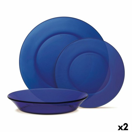 Service de Vaisselle Duralex Lys verre Bleu foncé 12 Pièces (2 Unités)