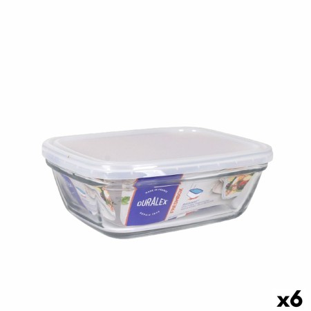 Fiambrera Rectangular con Tapa Duralex Freshbox 1,1 L Transparente (6 Unidades)