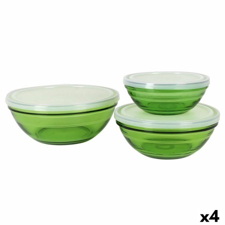 Set de Cuencos Duralex  Verde Con Tapa 3 Piezas (4 Unidades)