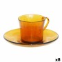Lot de tasses avec soucoupes Duralex Lys Ambre 6 Pièces 180 ml (8 Unités)