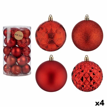 Set de Bolas de Navidad Rojo PVC Ø 8 cm (4 Unidades)