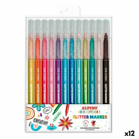 Ensemble de Marqueurs Alpino Glitter Marker Multicouleur (12 Unités)