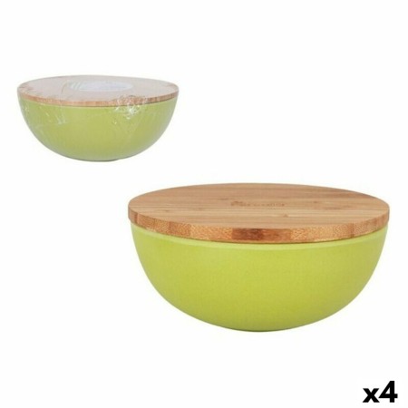 Bol Percutti Legno percutti Vert Avec couvercle Bambou (4 Unités)