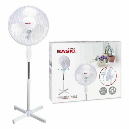 Ventilateur sur Pied Basic Home 40W 3 vitesses Blanc 40W (Ø 40 cm)