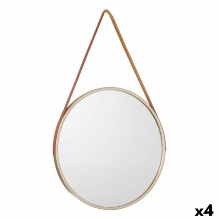 Miroir mural Marron champagne Verre Cuir Synthétique 60 x 60 x 3 cm (4 Unités)